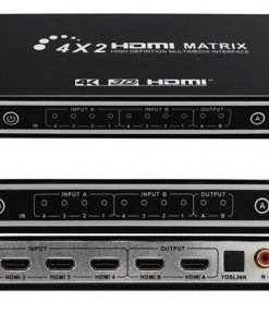 מטריצה HDMI 4 IN 2 OUT + שלט + אודיו + 4K 3D