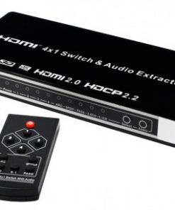 ממתג HDMI2.0 4:1 עם יציאת אודיו, 4K@60HZ 4:4:4 HDCP2.2