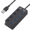 רכזת USB3.0 עם 4 פורטים + כפתורים + שקע DC