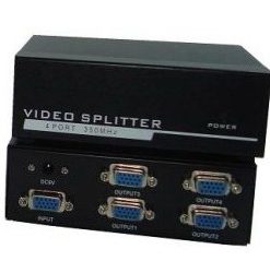 מפצל VGA מוגבר 4 מסכים 350MHz + ספק כוח