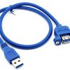 כבל USB3.0 זכר-נקבה לפאנל + ברגים, 0.5מ