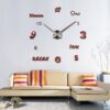 מדבקת קיר 3D שעון מספרים משולב בצבע אדום 120 ס"מ