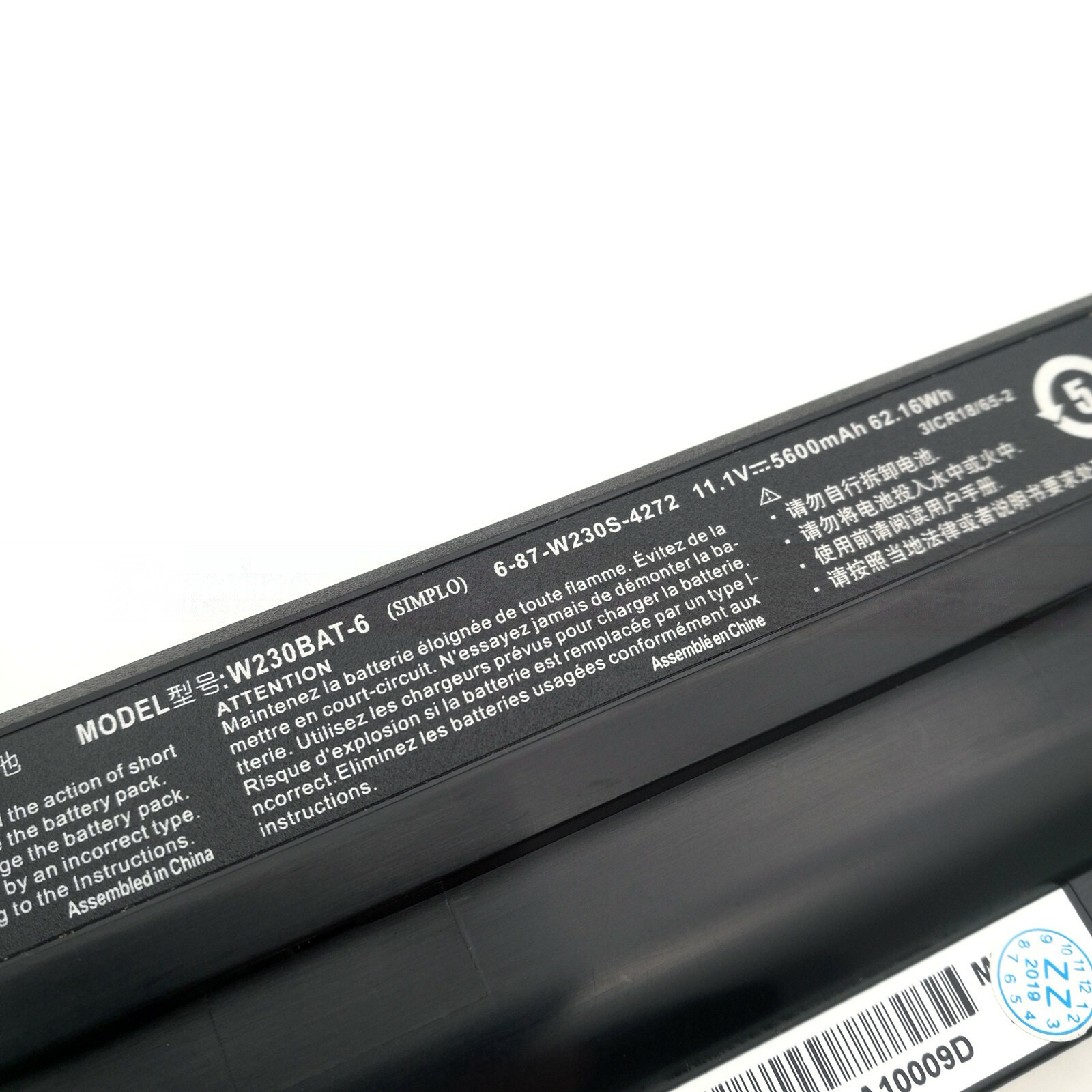 s-l1600-5116-clean סוללה חליפית למחשב נייד W230BAT-6 11.1V 62.16Wh Clevo W230SD W230ST W230SS W230